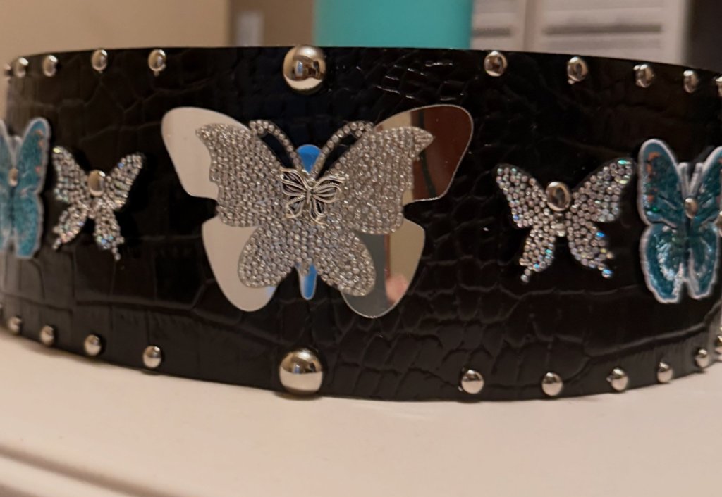 Hand-tooled butterfly belt