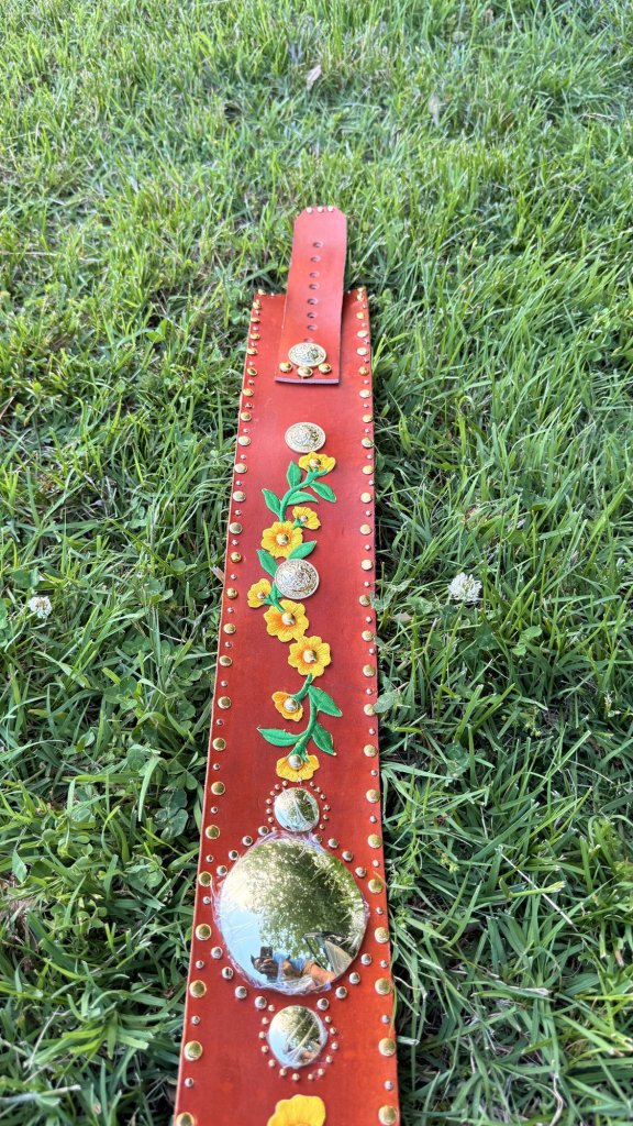 Rust and yellow flower belt